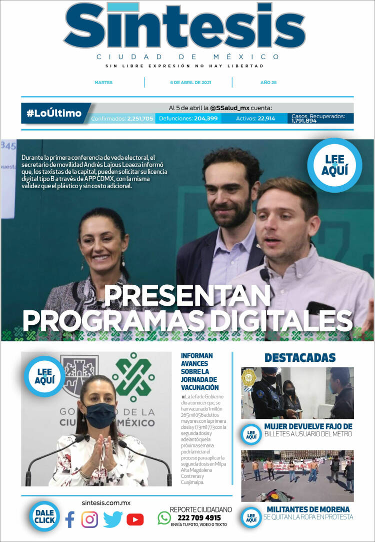 Portada de Síntesis Nacional (México)