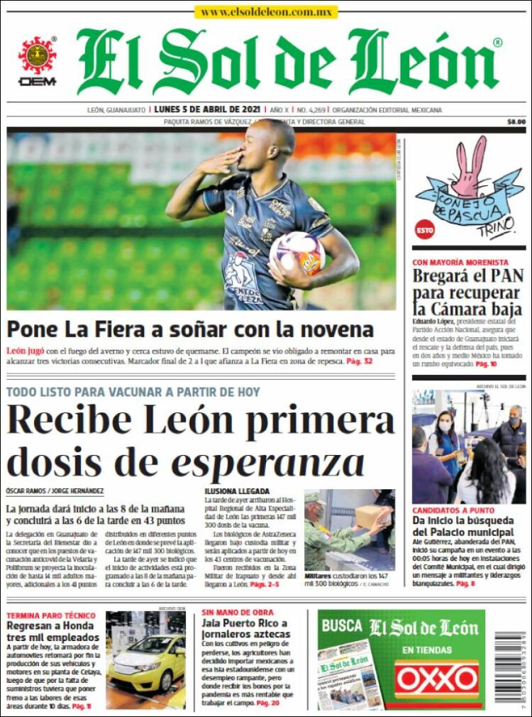 Portada de El Sol de León (México)