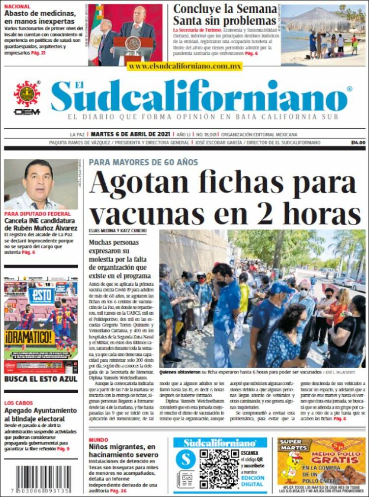 Portada de El Sudcaliforniano (México)