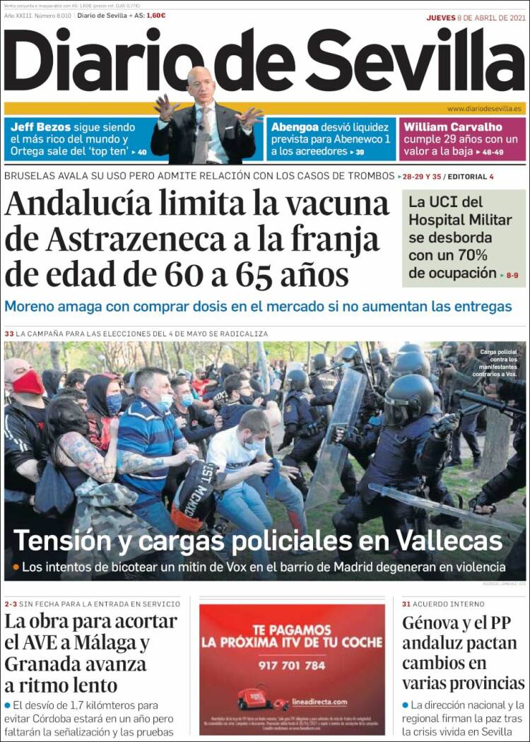 Portada de Diario de Sevilla (Spain)