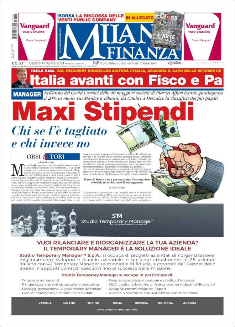 Portada de Milano Finanza (Italia)
