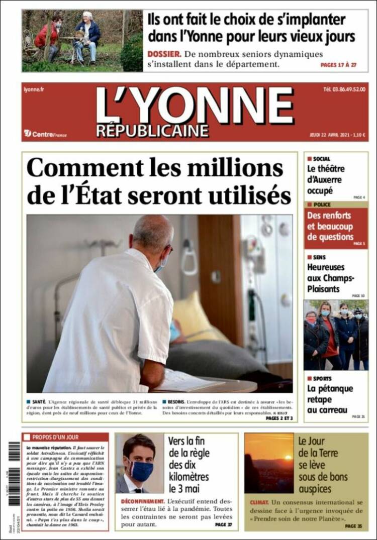 Portada de L'Yonne-Républicaine (Francia)