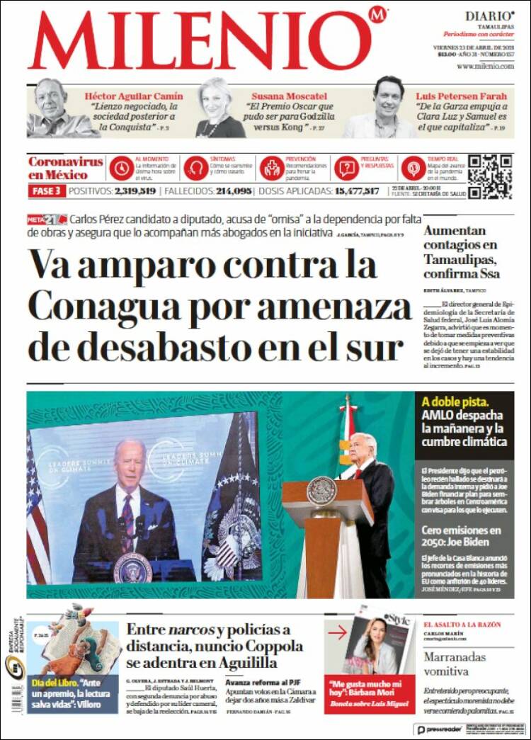 Portada de Milenio - Tamaulipas (México)