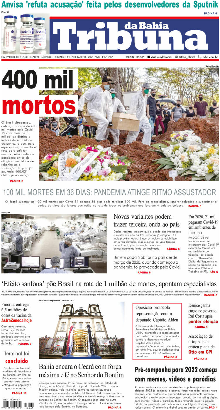 Portada de Tribuna da Bahia (Brasil)