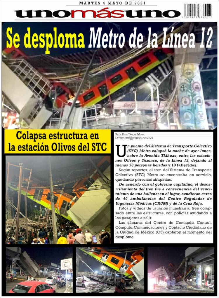 Portada de unomásuno (México)