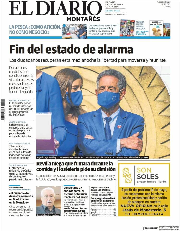 Portada de El Diario Montañés (España)