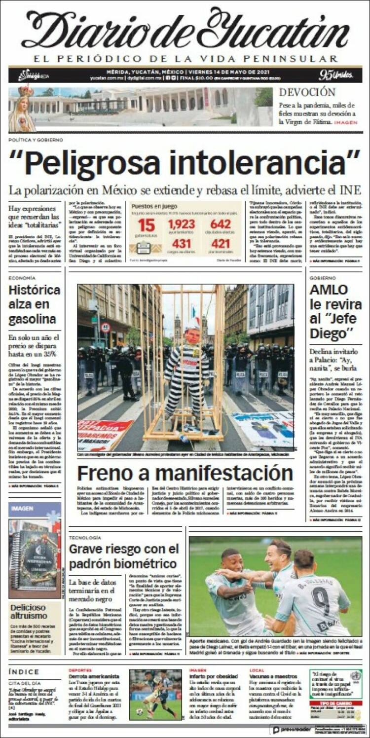 Portada de Diario de Yucatán (México)