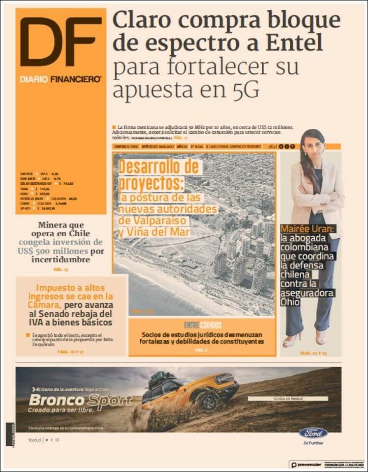 Portada de Diario Financiero (Chile)