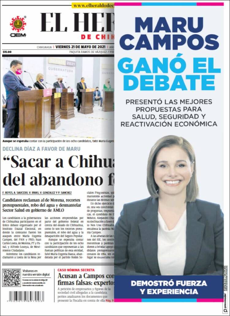 Portada de El Heraldo de Chihuahua (México)