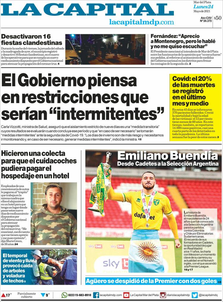 Portada de Diario La Capital - Mar del Plata (Argentina)