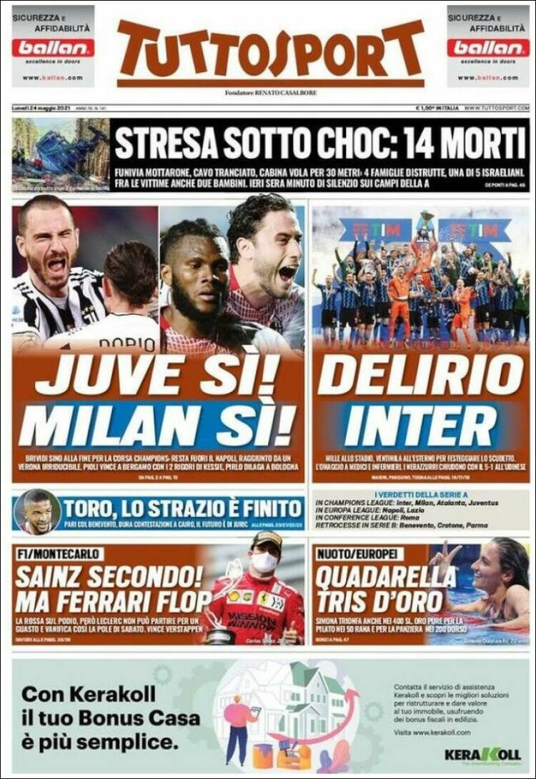 Portada de Tuttosport (Italia)