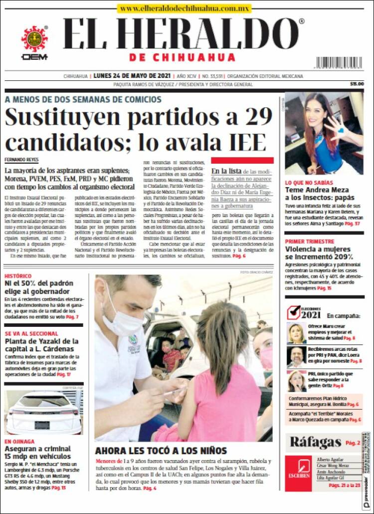 Portada de El Heraldo de Chihuahua (México)