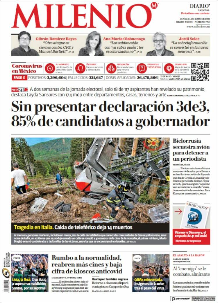 Portada de Milenio (México)