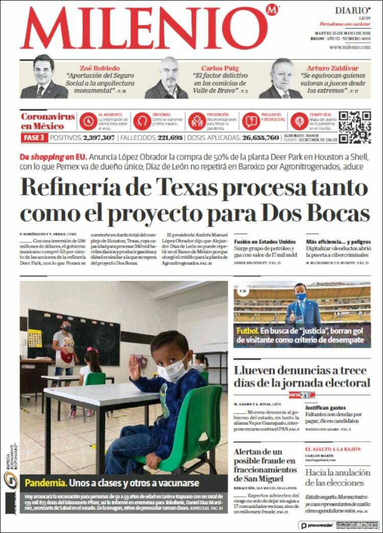 Portada de Milenio de León (México)