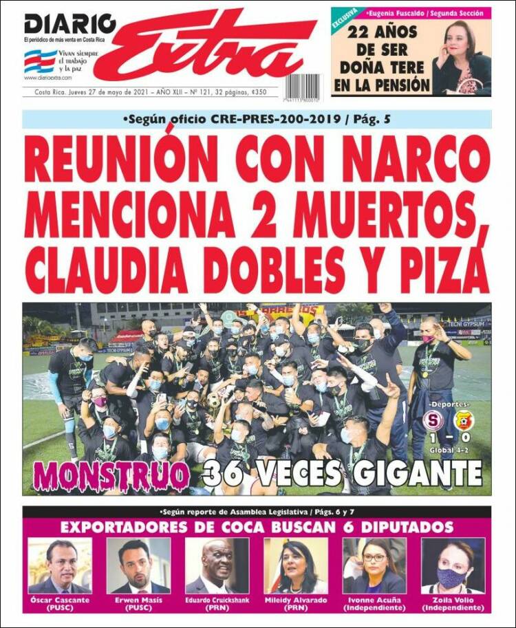 Portada de Diario Extra (Costa Rica)
