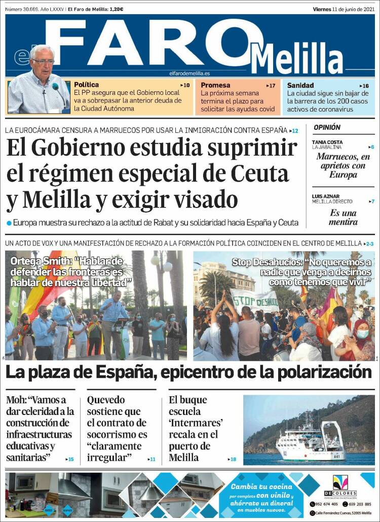 Portada de El Faro de Melilla (España)
