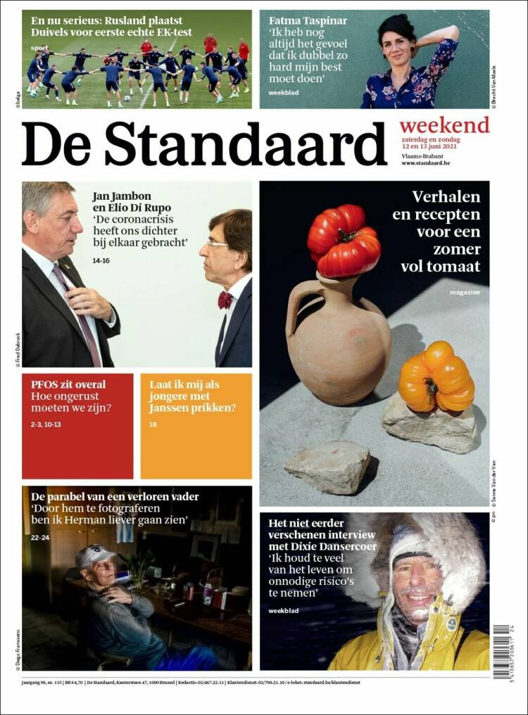 Portada de De Standaard (Belgique)