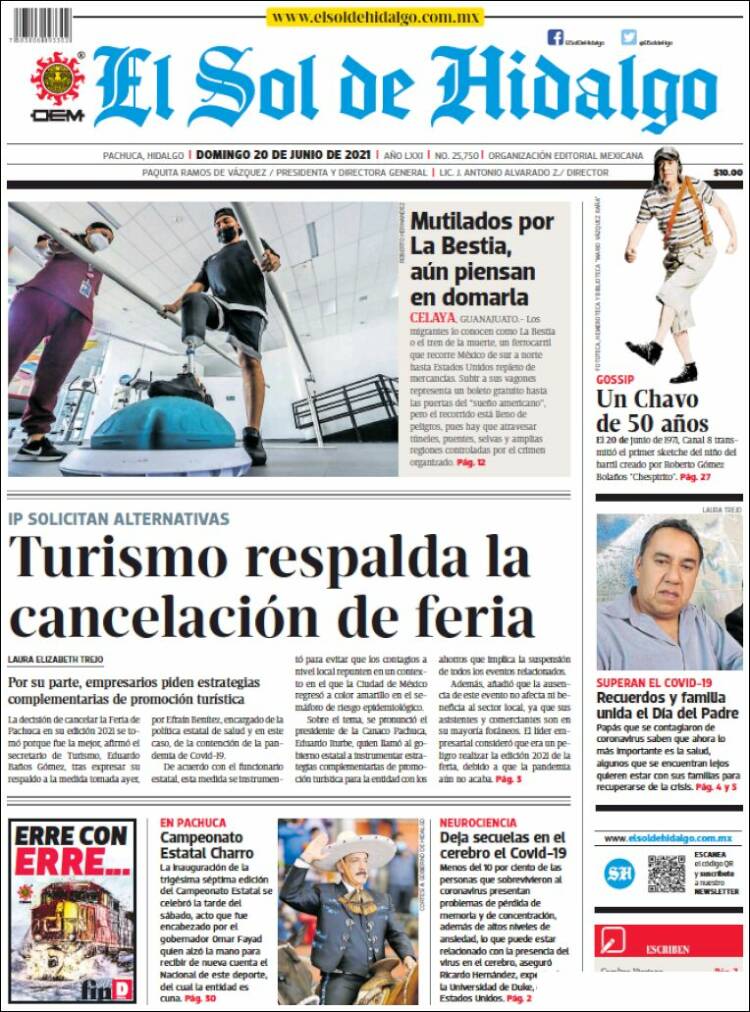 Portada de El Sol de Hidalgo (México)