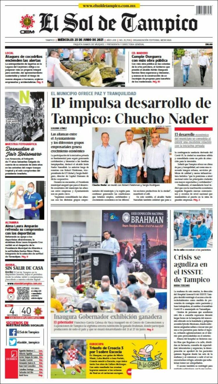 Portada de El Sol de Tampico (México)