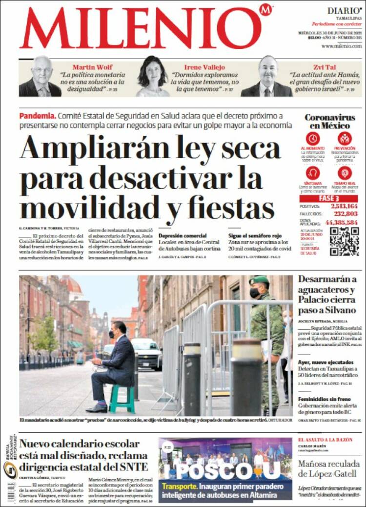 Portada de Milenio - Tamaulipas (México)