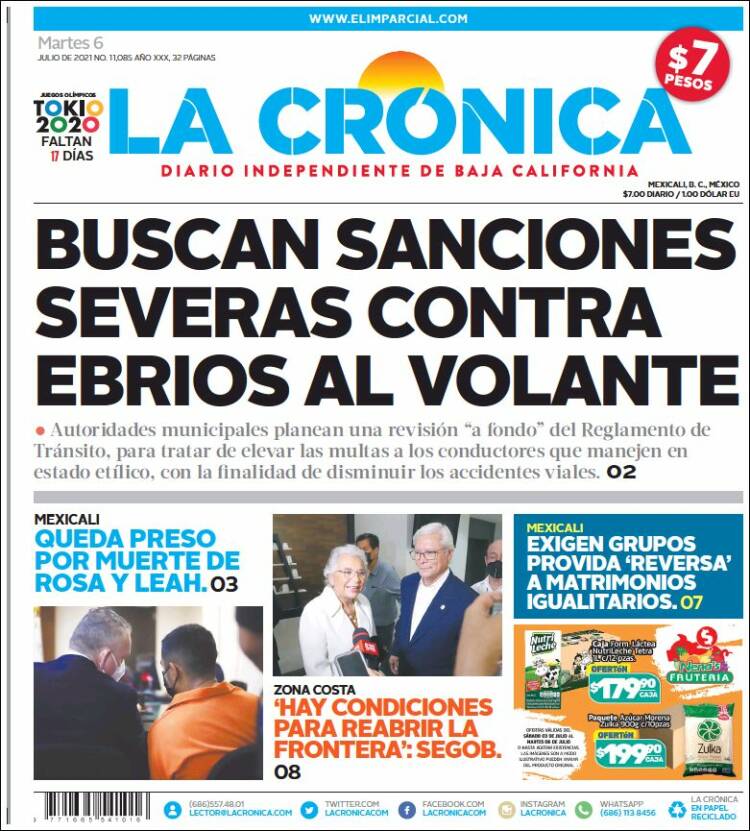 Portada de La Crónica de Baja California (México)