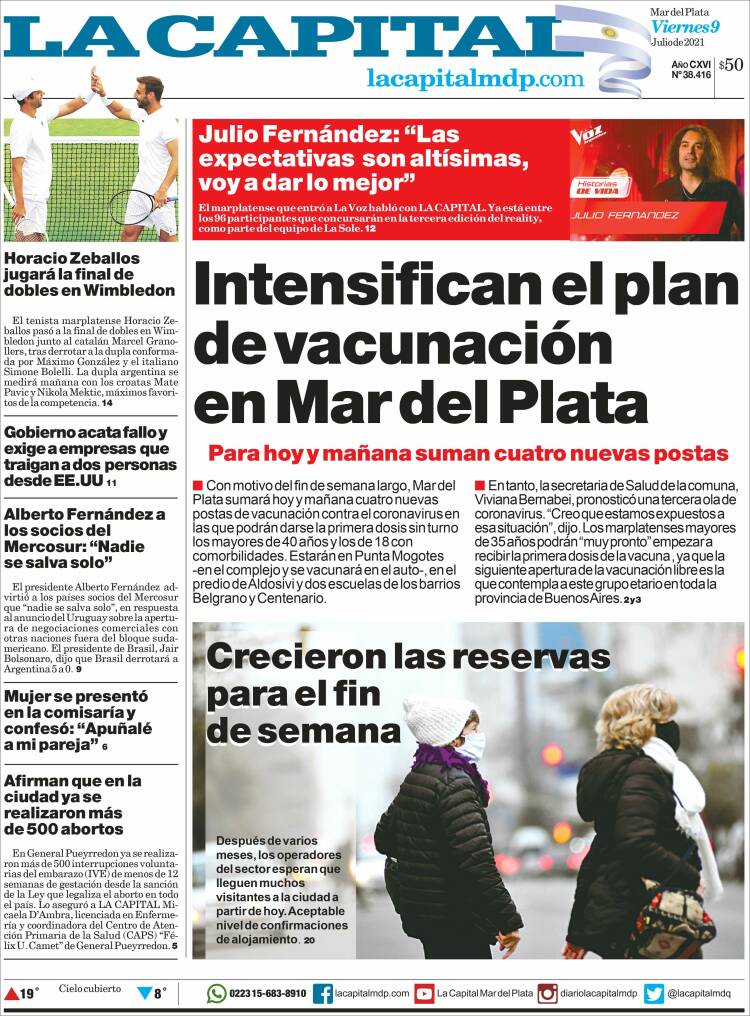 Portada de Diario La Capital - Mar del Plata (Argentina)