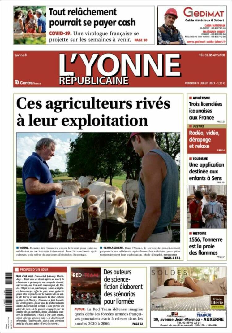 Portada de L'Yonne-Républicaine (Francia)