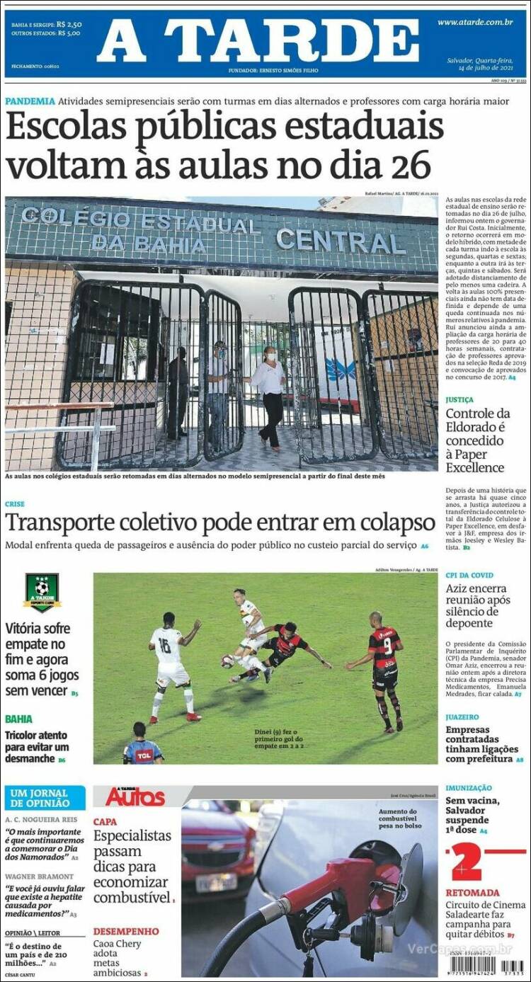 Portada de Diário A Tarde (Brasil)