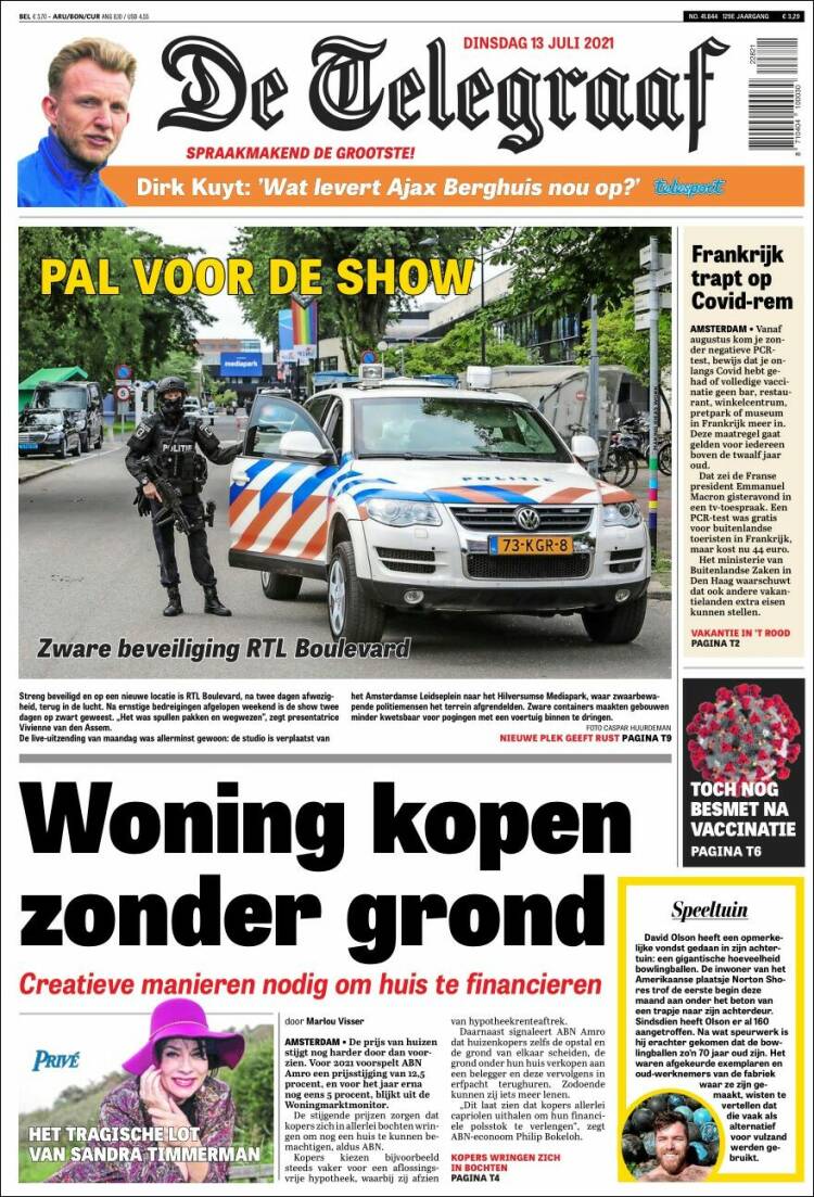 Portada de De Telegraaf (Países Bajos)