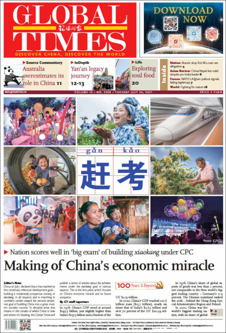 Portada de The Global Times (China)