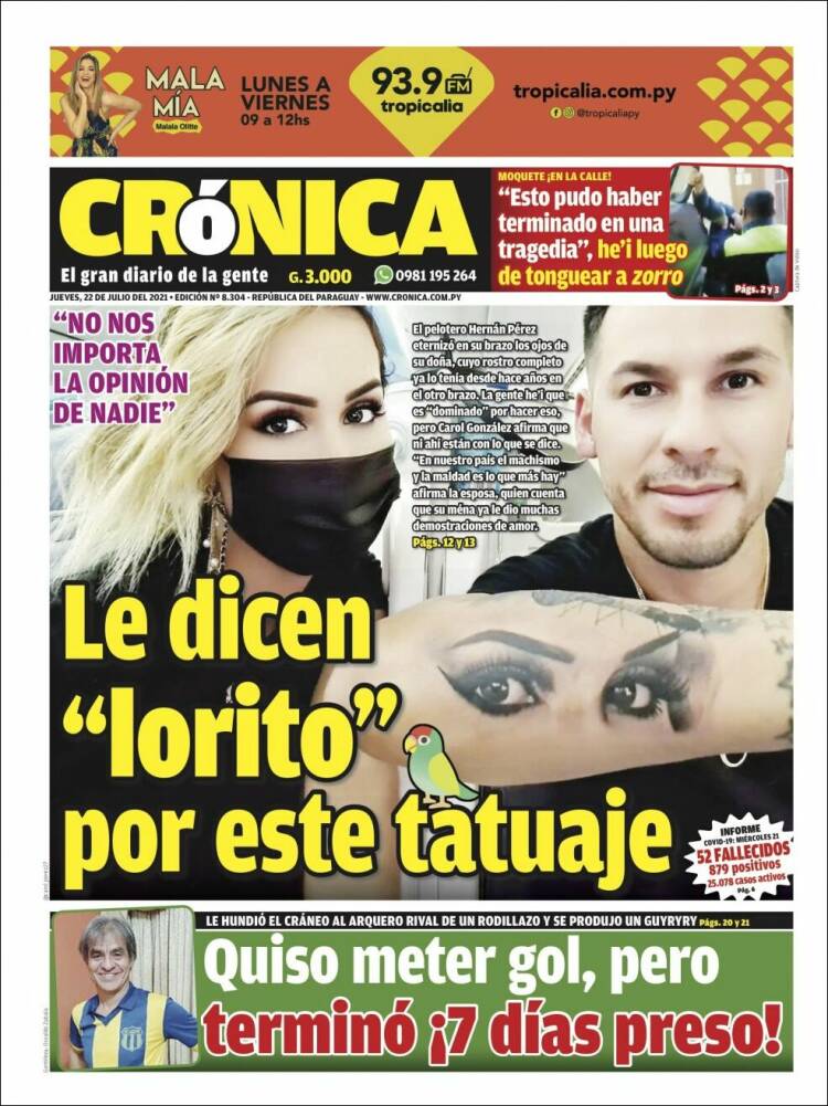 Portada de Diario Crónica (Paraguay)