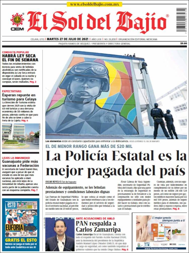 Portada de El Sol del Bajio (México)