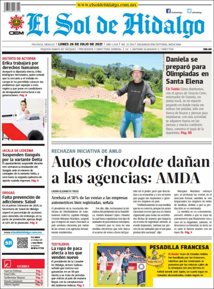 Portada de El Sol de Hidalgo (México)