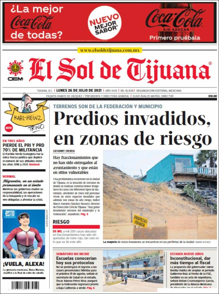 Portada de El Sol de Tijuana (México)