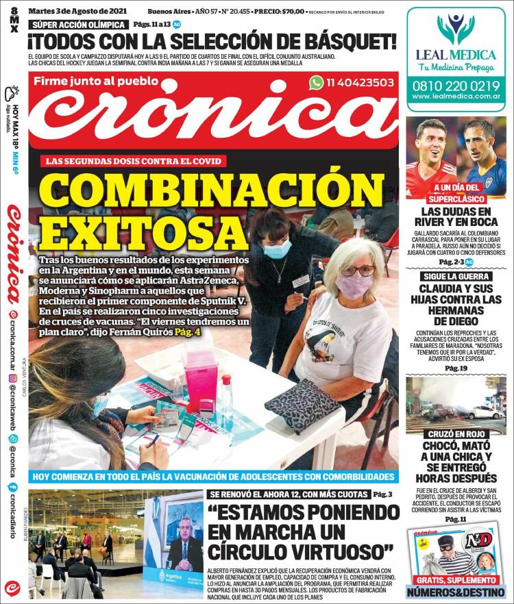 Portada de Crónica (Argentina)