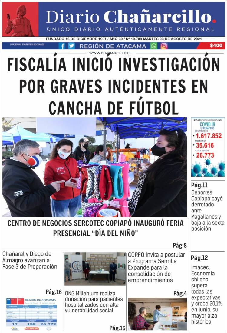 Portada de Diario Chañarcillo (Chile)