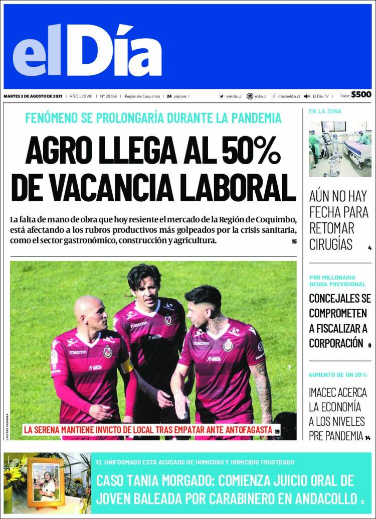 Portada de El Día (Chile)
