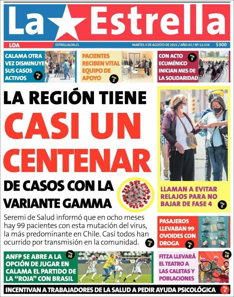 Portada de La Estrella de Loa (Chile)