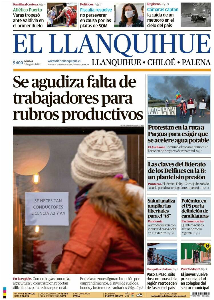 Portada de El Llanquihue (Chile)
