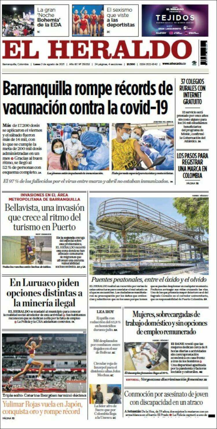 Portada de El Heraldo (Colombia)