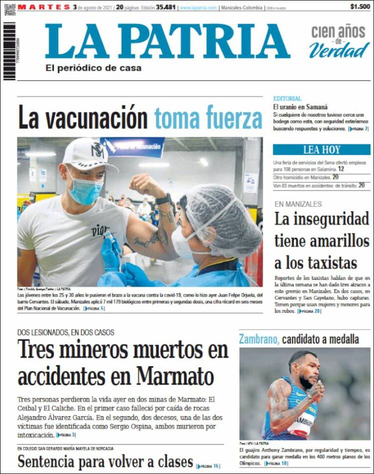 Portada de La Patria (Colombia)