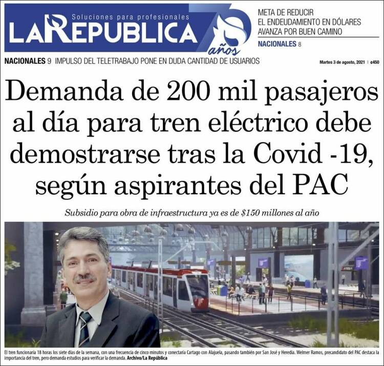 Portada de La República (Costa Rica)