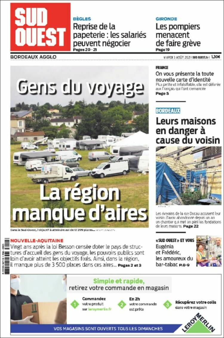 Portada de Sud Ouest (Francia)