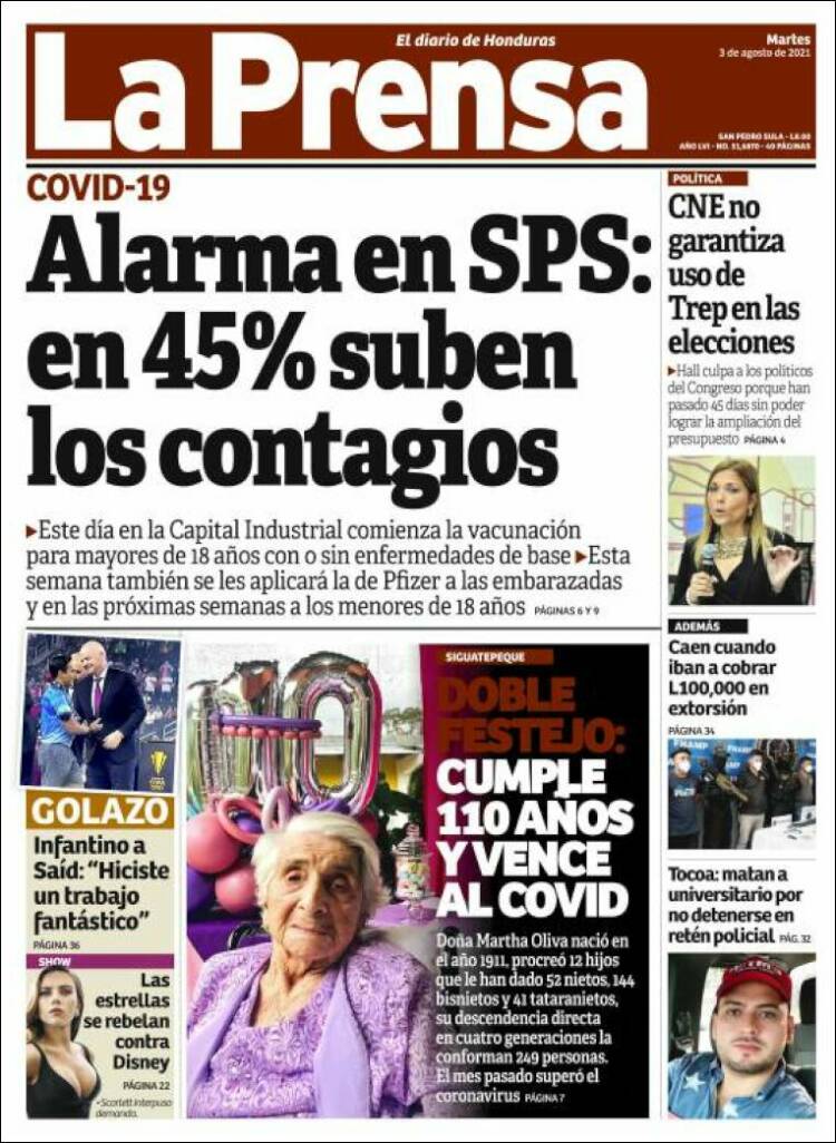 Portada de La Prensa (Honduras)