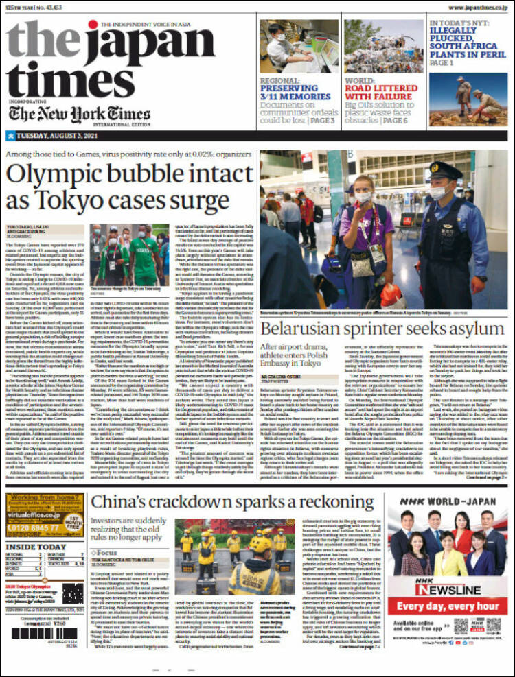Portada de The Japan Times (Japón)