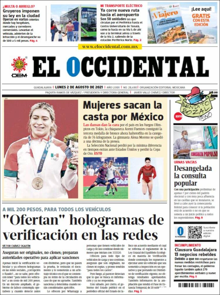 Portada de El Occidental (México)