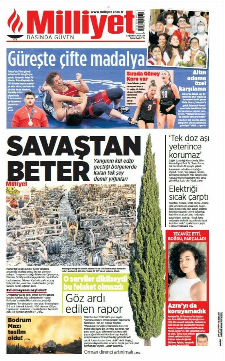 Portada de Milliyet (Turquía)