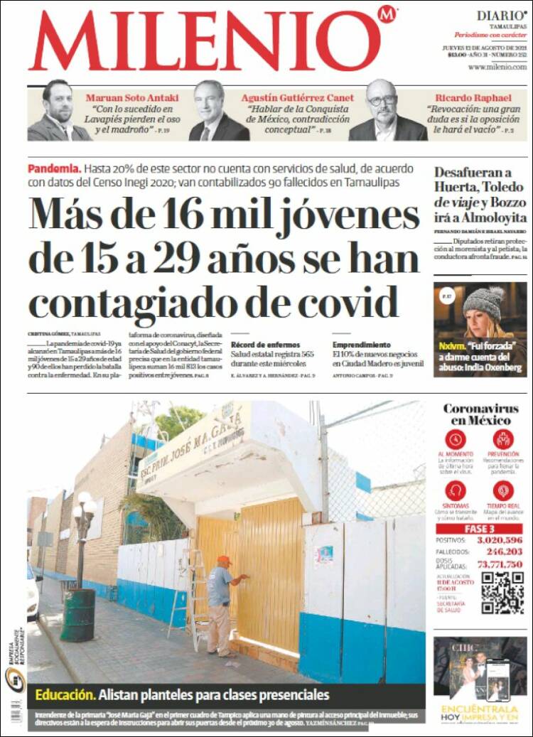 Portada de Milenio - Tamaulipas (México)