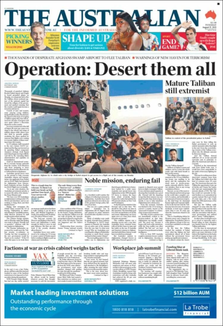 Portada de The Australian (Australia)