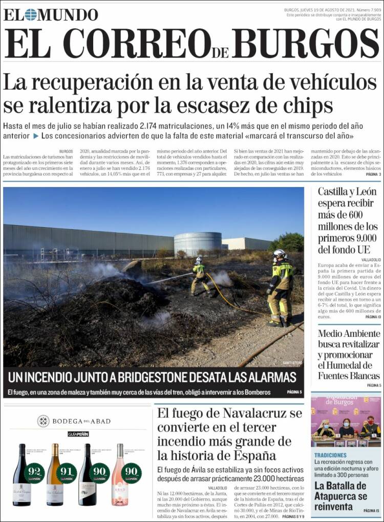 Portada de El Correo de Burgos (España)